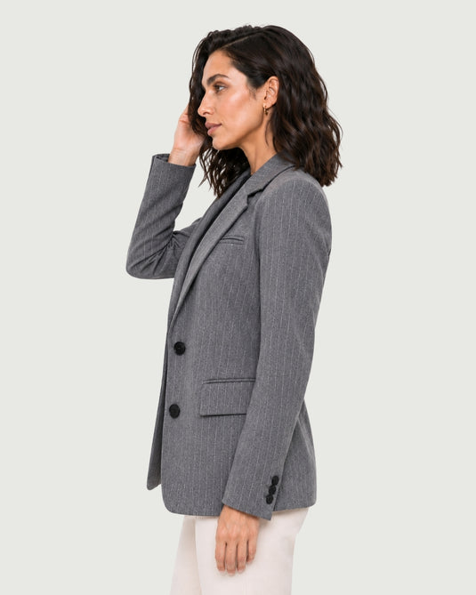 Blazer Feminino de Alfaiataria Risca de Giz Mirelle