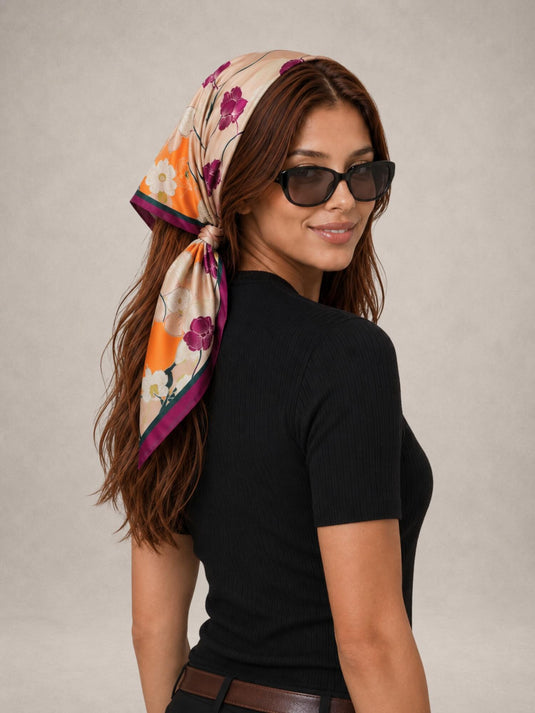Lenço Feminino Floral 70x70 Margot | Uso Versátil