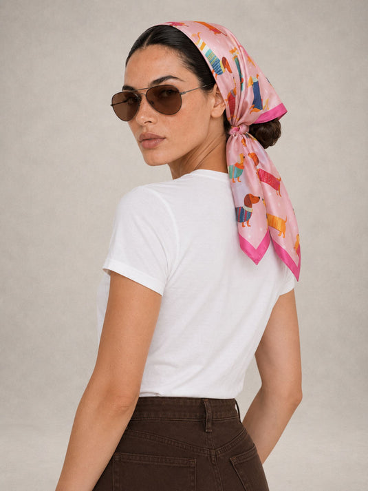 Lenço Feminino Rosa 70x70 Bonie | Uso Versátil