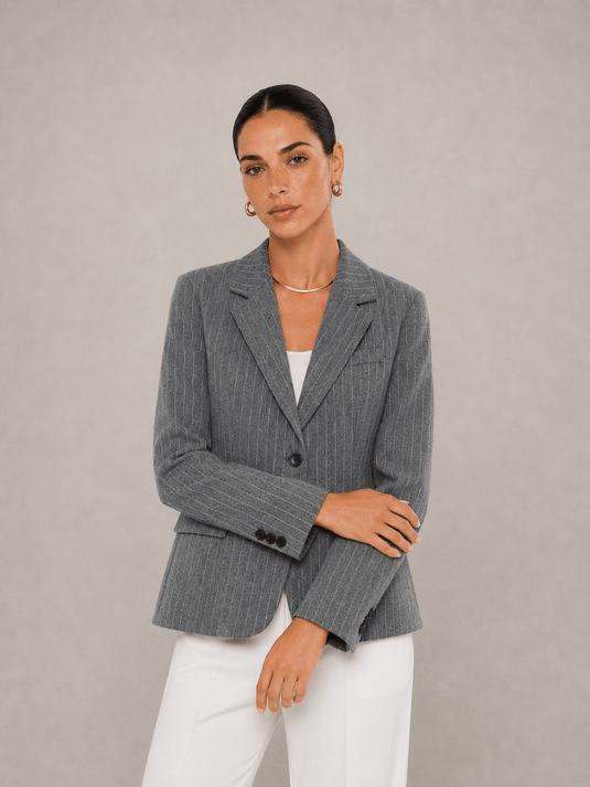 Blazer Feminino de Alfaiataria Risca de Giz Mirelle