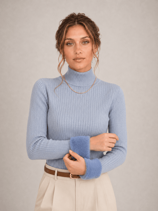 Suéter Feminino Gola Alta com Forro de Veludo Bonie