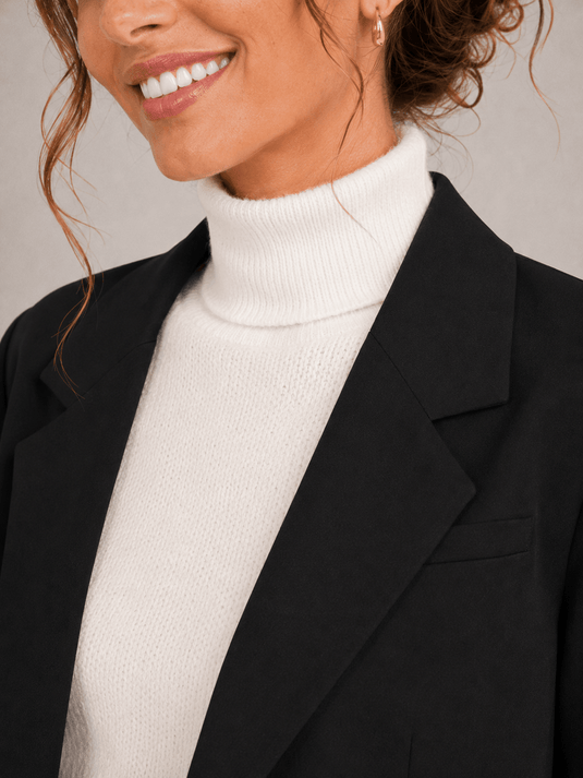 Blazer Cropped Feminino de Alfaiataria Valen