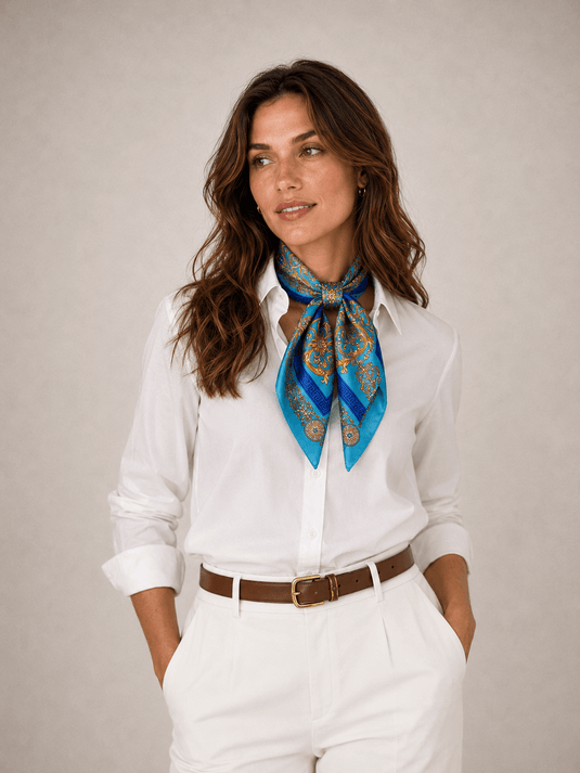 Lenço Feminino Acetinado 70x70 Celestine | Uso Versátil