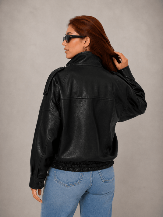 Jaqueta Feminina de Couro Sintético Oversized Veyra