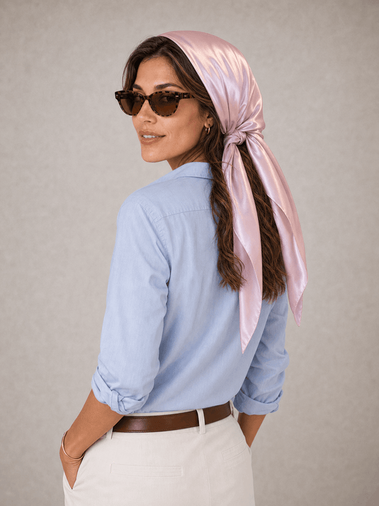 Lenço Feminino Rosa 90x90 Lingard | Uso Versátil