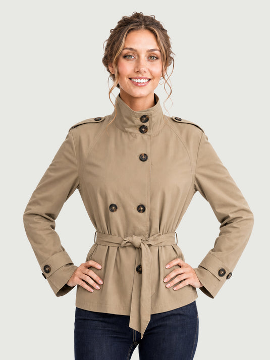 Casaco Feminino Trench Coat Cropped Firenze