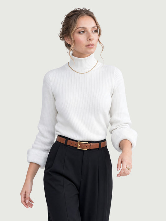 Suéter Feminino Gola Alta com Forro de Veludo Bonie