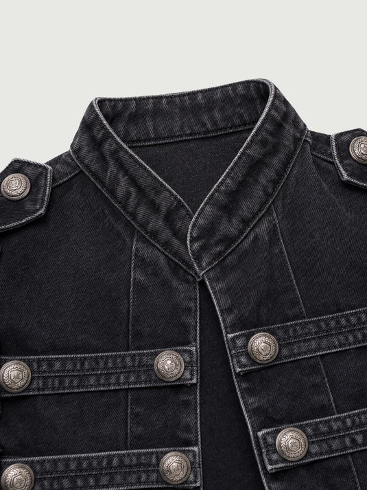 Jaqueta Feminina Jeans Estilo Militar Serena