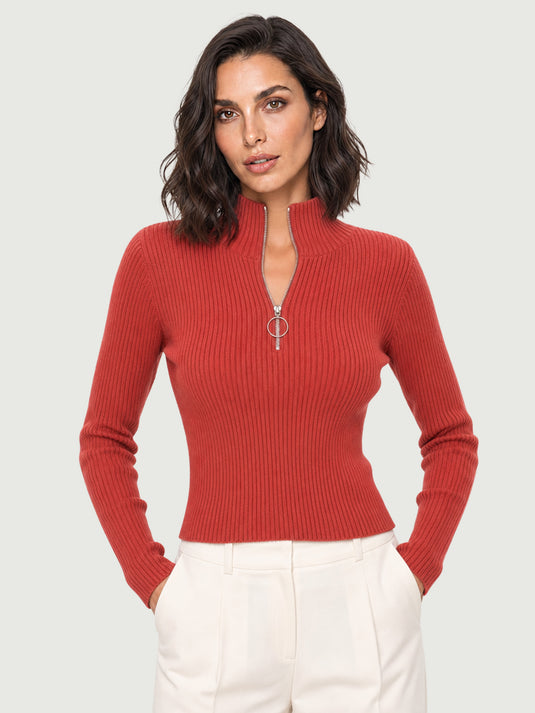 Suéter Feminino Gola Média com Zíper Astori