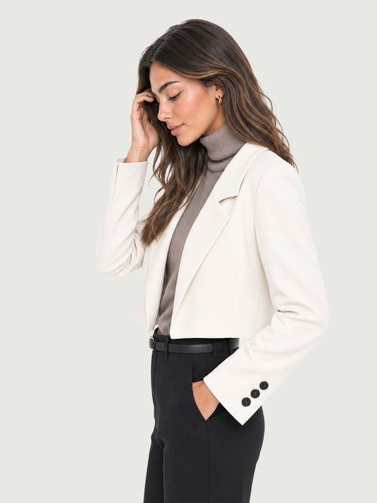 Blazer Cropped Feminino de Alfaiataria Valen
