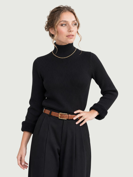 Suéter Feminino Gola Alta com Forro de Veludo Bonie