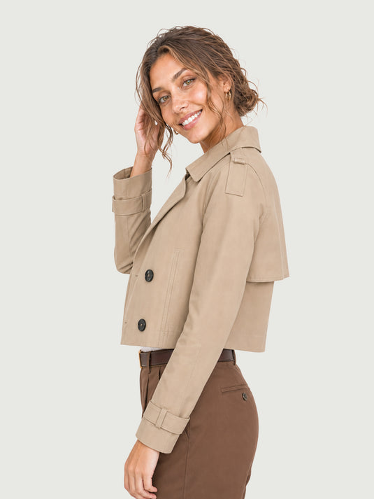 Casaco Feminino Trench Coat Cropped Siena