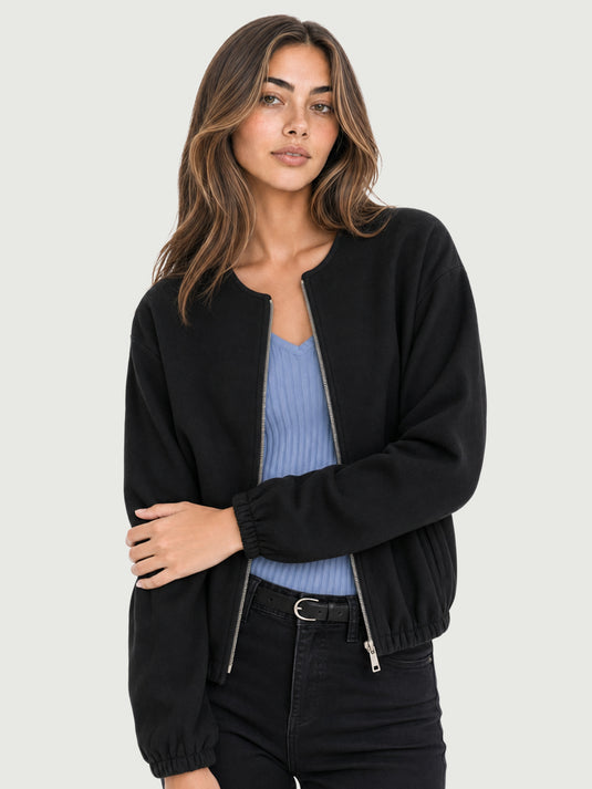 Jaqueta Bomber Feminina Martin Cropped com Mangas Balão