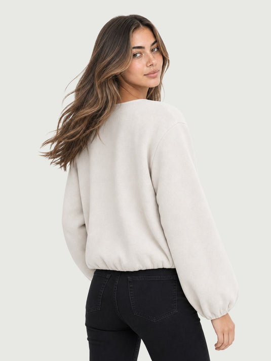 Jaqueta Bomber Feminina Martin Cropped com Mangas Balão