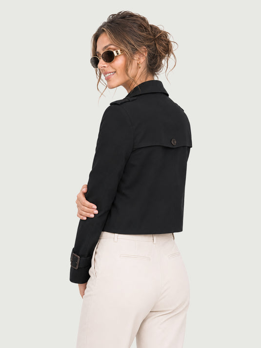 Casaco Feminino Trench Coat Cropped Évora