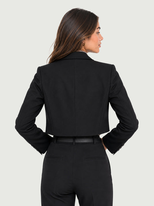 Blazer Cropped Feminino de Alfaiataria Valen