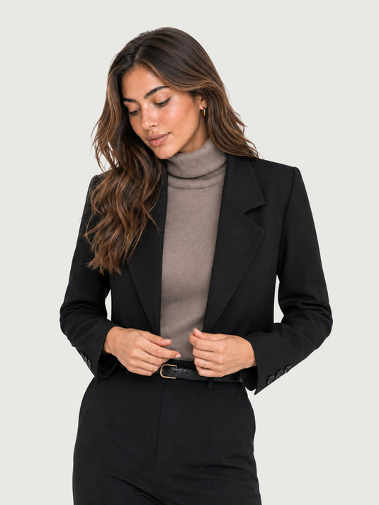 Blazer Cropped Feminino de Alfaiataria Valen