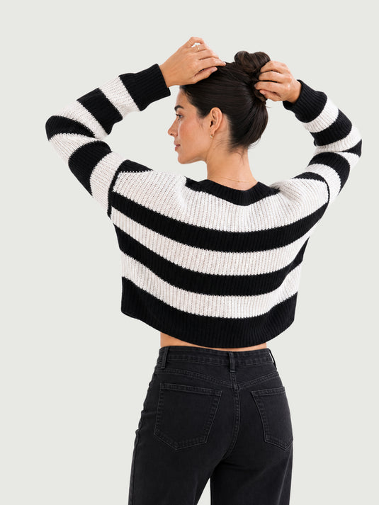 Suéter Feminino Cropped Listrado Celinea