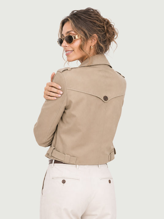Casaco Feminino Trench Coat Cropped Évora