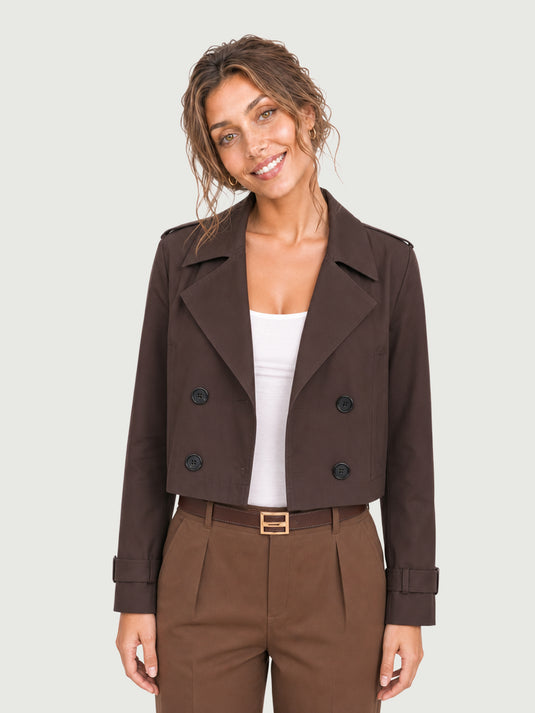 Casaco Feminino Trench Coat Cropped Siena