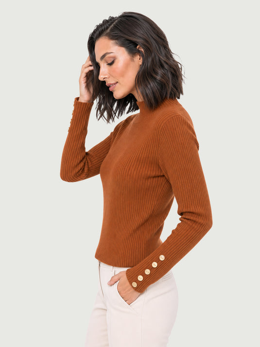 Suéter Feminino Manga Longa com Botões Dressy