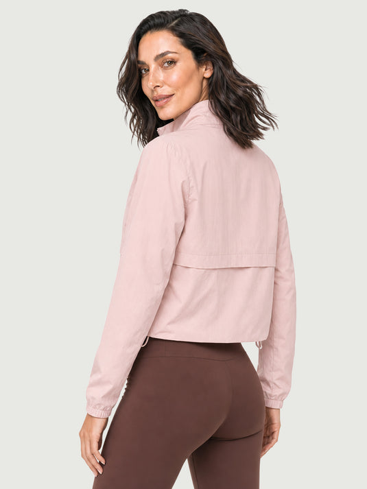 Jaqueta Feminina Esportiva Impermeável Estilo Cropped com Gola Alta Novara