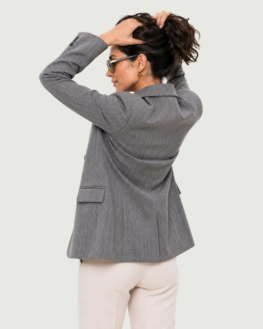 Blazer Feminino de Alfaiataria Risca de Giz Mirelle