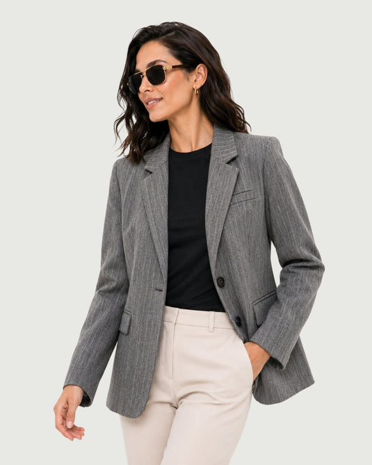 Blazer Feminino de Alfaiataria Risca de Giz Mirelle