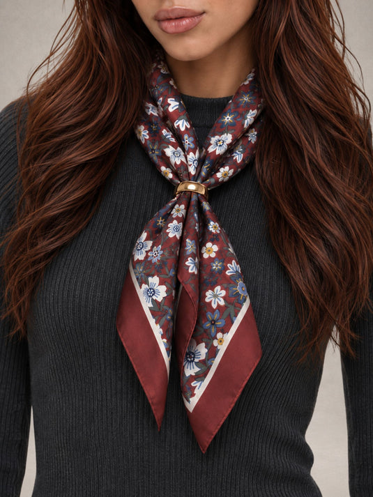 Lenço Feminino Floral 70x70 Gavi | Uso Versátil