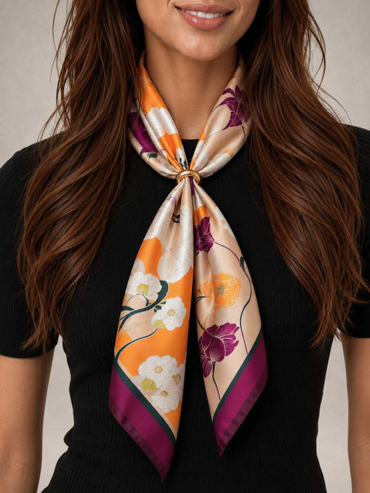 Lenço Feminino Floral 70x70 Margot | Uso Versátil