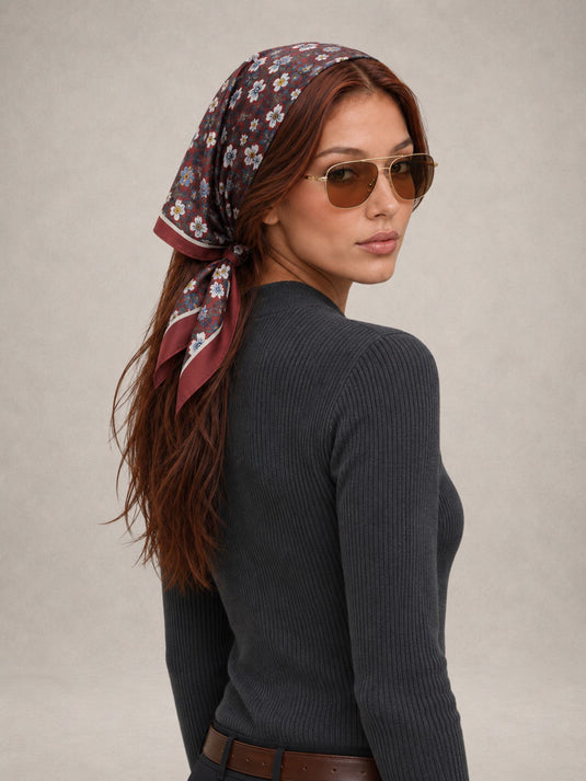 Lenço Feminino Floral 70x70 Gavi | Uso Versátil
