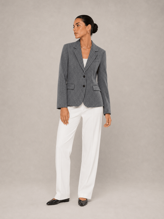 Blazer Feminino de Alfaiataria Risca de Giz Mirelle