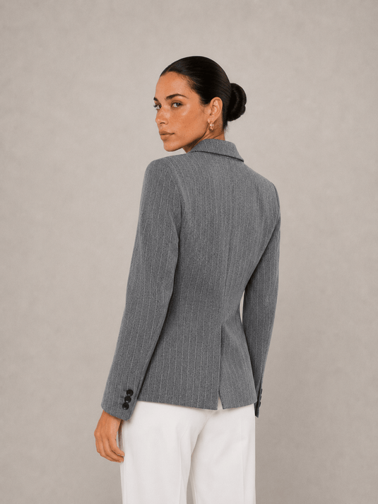 Blazer Feminino de Alfaiataria Risca de Giz Mirelle