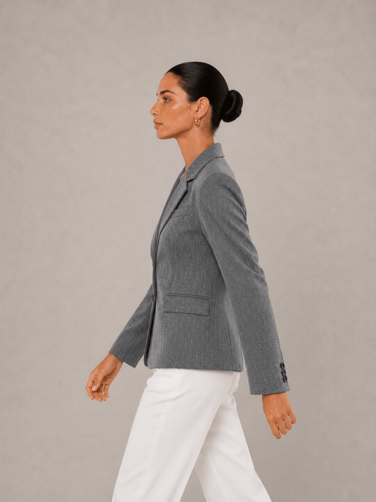 Blazer Feminino de Alfaiataria Risca de Giz Mirelle