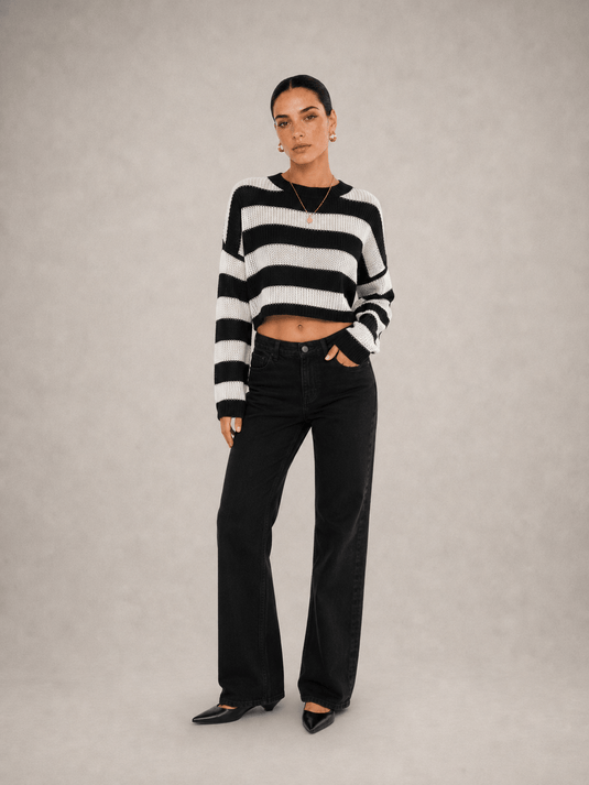 Suéter Feminino Cropped Listrado Celinea