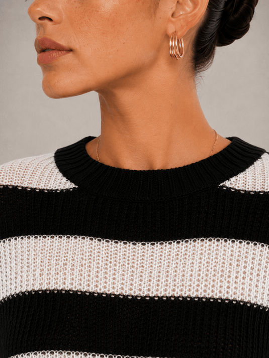 Suéter Feminino Cropped Listrado Celinea