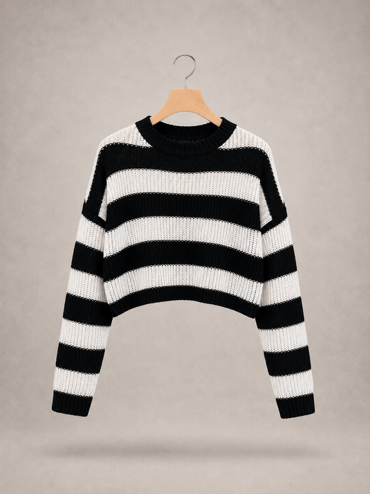 Suéter Feminino Cropped Listrado Celinea