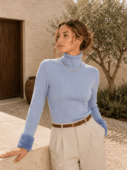 Suéter Feminino Gola Alta com Forro de Veludo Bonie