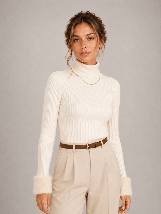 Suéter Feminino Gola Alta com Forro de Veludo Bonie