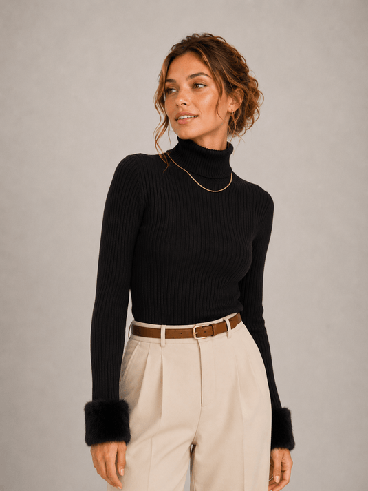 Suéter Feminino Gola Alta com Forro de Veludo Bonie