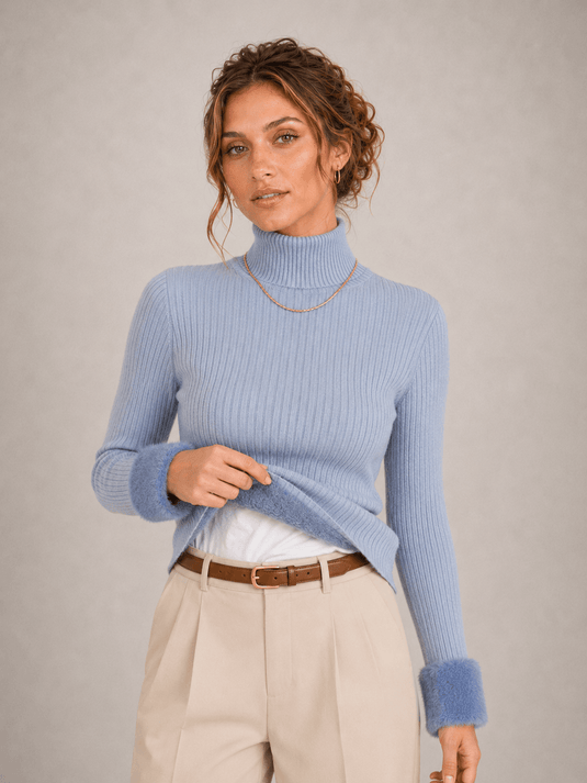 Suéter Feminino Gola Alta com Forro de Veludo Bonie