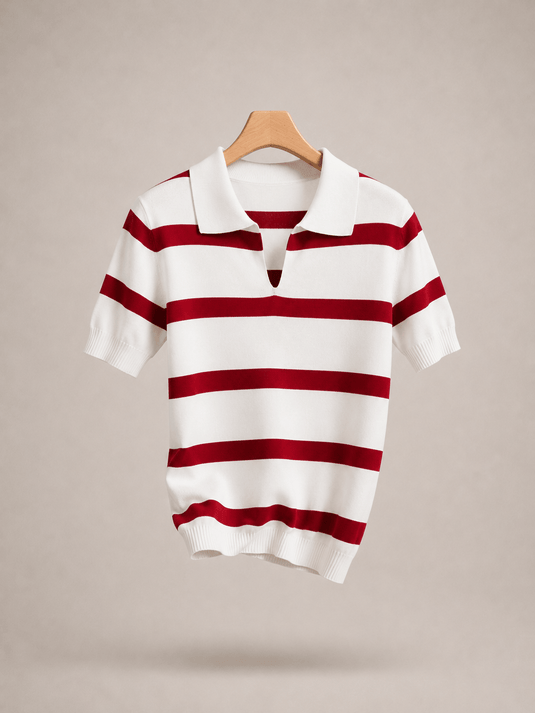 Suéter Feminino Gola Polo Listrado Alina