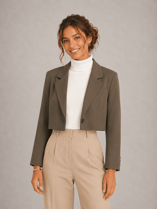 Blazer Cropped Feminino de Alfaiataria Valen