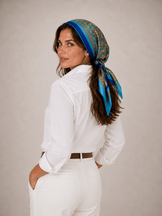 Lenço Feminino Acetinado 70x70 Celestine | Uso Versátil