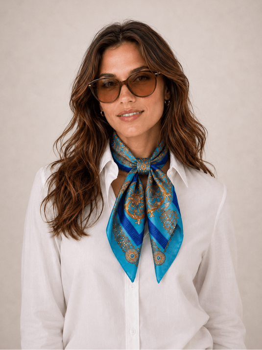 Lenço Feminino Acetinado 70x70 Celestine | Uso Versátil