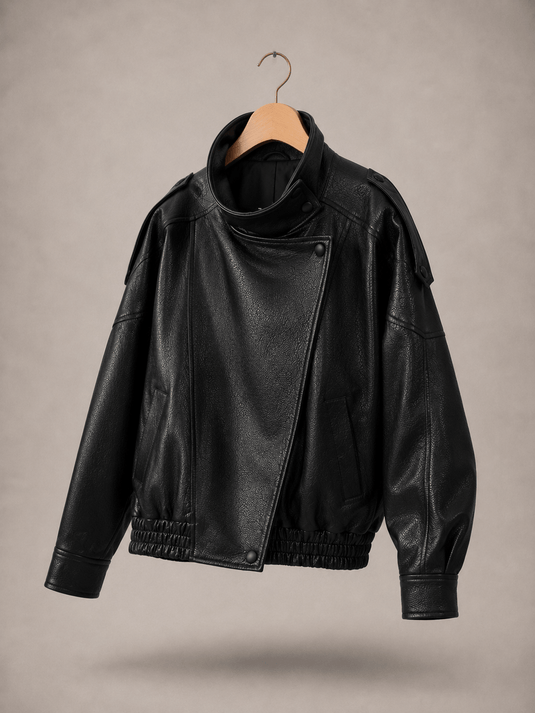 Jaqueta Feminina de Couro Sintético Oversized Veyra