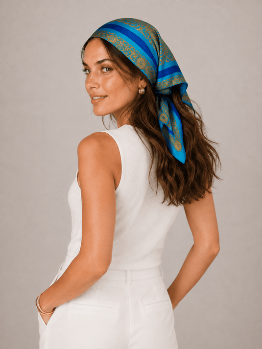 Lenço Feminino Acetinado 70x70 Celestine | Uso Versátil