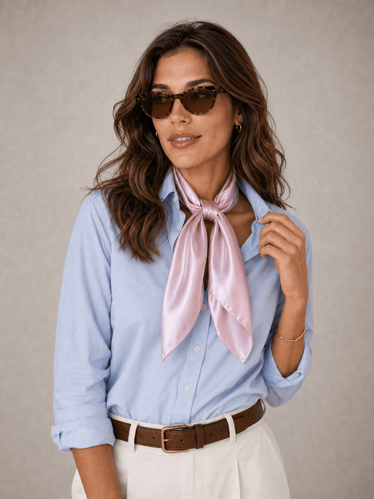 Lenço Feminino Rosa 90x90 Lingard | Uso Versátil
