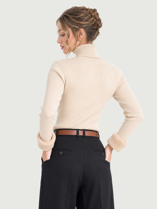 Suéter Feminino Gola Alta com Forro de Veludo Bonie