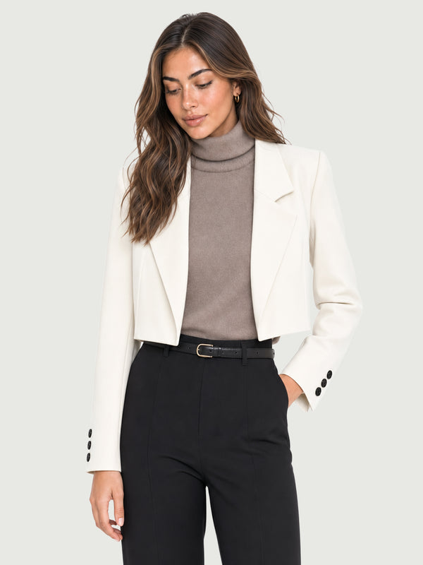 Blazer Cropped Feminino de Alfaiataria Valen